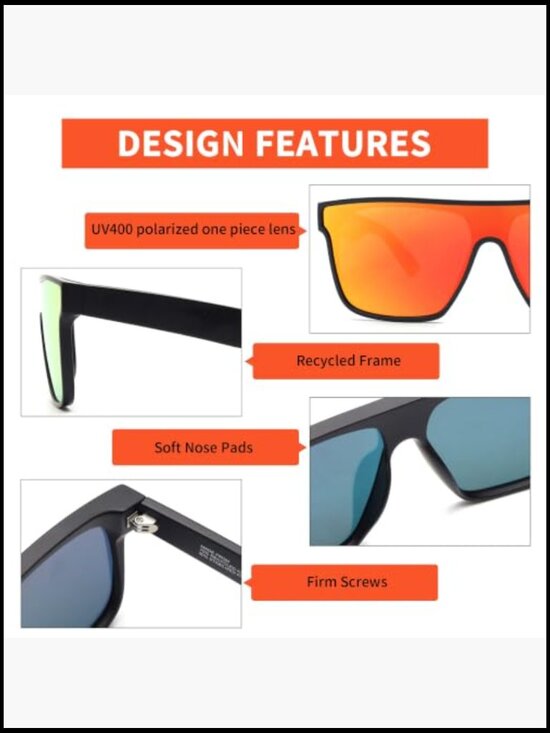 Oversized Square Polarized Sunglasses UV400 Shield Shades main image 4
